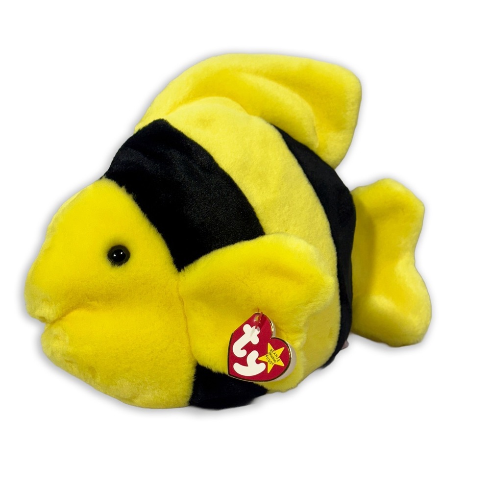 Vintage 1998 Ty Beanie Buddy Bubbles the Fish Plush With Tag